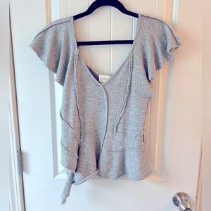💕 Anthropologie Deletta Burnout Raw Edge Top Cotton Size S